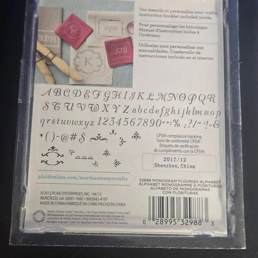 Martha Stewart FolkArt Monogram Letter Stencil Bundle 2pk Blue Green NEW 48pc ea - Picture 4 of 8